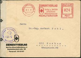 BERLIN-CHARLOTTENBURG 2/ ZEMENTVERLAG.. 1947 (23.1.) Seltener AFS-Typ "Hochrechteck" (Monogr. "z") Motivgl. Firmenbrief  - Altri & Non Classificati