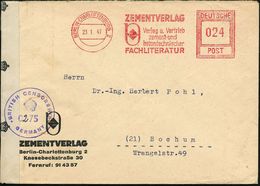 BERLIN-CHARLOTTENBURG 2/ ZEMENTVERLAG.. 1947 (23.1.) Seltener AFS-Typ "Hochrechteck" (Monogr. "z") Motivgl. Firmenbrief  - Sonstige & Ohne Zuordnung