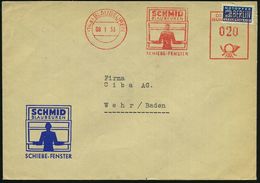 (14a) BLAUBEUREN/ Schmid/ ..SCHIEBE-FENSTER 1953 (8.1.) AFS = Person Am Schiebefenster ,  Motivgl. Reklame-Bf. (2 Pf. No - Autres & Non Classés