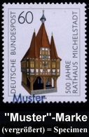 Michelstadt 1984 (Febr.) 60 Pf. "Rathaus Michelstadt" Mit Amtl. Handstempel  "M U S T E R" , Postfr. + Amtl. Ankündigung - Monumenten