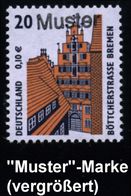 B.R.D. 2001 (Nov.) Bauwerke, 20 Pf. Böttcherstraße (Bremen) U. 510 Pf. Heidelberger Schloß, Je Mit Amtl. Handstempel  "M - Monuments