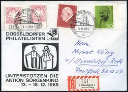 4 DÜSSELDORF 1/ 2.WESTEUROP.GROSS-TAUSCHTAG 1969 (8.11.) SSt = Oberkasseler Rheinbrücke 2x + Sonder-RZ: 4 Düsseldorf 1/  - Brücken