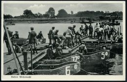 DEUTSCHES REICH 1939 (Nov.) S/w.-Foto-Ak.: Unsere Wehrmacht = Bau Einer Pontonbrücke , Bedarfskarte (Fotograf: Tellgmann - Ponti