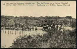 BELGISCHE BESETZUNG D.O.A. 1918 (19.3.) 10 C. BiP Palme, Braun: Bau Einer Provisorischen Brücke Bei Luvone (Ruanda) 2K:  - Puentes