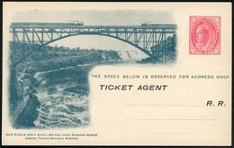 CANADA 1898 1 P. Dienst-P. Victoria, Rosa: GRAND TRUNK RAILWAY SYSTEM: "New Arch Steel Bridge Over Niagara Gorge" = Zwei - Bridges