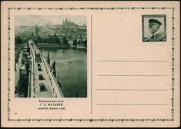 TSCHECHOSLOWAKEI 1936 50 H. BiP Masaryk-Jubiläum, Grün: Prag - Karlsbrücke Mit Brücken-Heiligen (Burg U. Veitsdom) Ungeb - Brücken