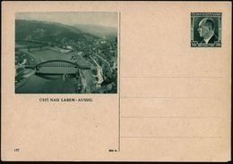 TSCHECHOSLOWAKEI 1938 50 H. BiP Benesch, Grün: USTI NAD LABEM - AUSSIG: 2 Elbe-Brücke , Ungebr. (Pofis CDV 72/157) - Aut - Bridges