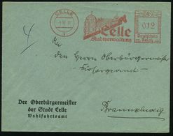 CELLE/ 1/ Stadtverwaltung 1937 (17.9.) Dekorat. AFS = Schloß (u. Pferdekopf-Giebel) Kommunalbrief: Der Oberbürgermeister - Castillos