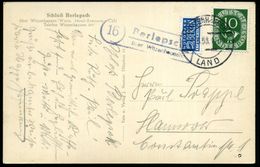 (16) Berlepsch/ über Witzenhausen 1953 (21.5.) Blauer Ra.2 = Hauspostamt Schloß-Hotel Berlepsch + 1K-Steg: WITZENHAUSEN  - Kastelen