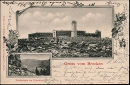 BROCKEN 1901 (24,5,) 1K-Gitter = Hauspostamt Gipfelhotel Brocken Auf Passender PP 5 Pf. Germania "1900", Grün: Gruss Vom - Monuments