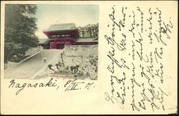JAPAN 1901 (8.2.) PP 4 Sen Zifferoval, Sepia: Nagasaki , Großer Tempel Mit Treppe, Ortsgleicher 1K , Seltene Bedarfs- Üb - Altri & Non Classificati