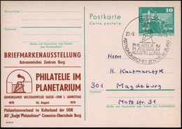 327 BURG/ PHILATELIE IM/ PLANETARIUM/ ASTRONOM.ZENTRUM BURG 1979 (26.8.) SSt = Planetarium Auf Amtl. P 10 Pf. Neptunbrun - Astronomùia