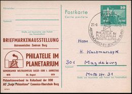 327 BURG/ PHILATELIE IM/ PLANETARIUM/ ASTRONOM.ZENTRUM BURG 1979 (26.8.) SSt = Planetarium Auf Amtl. P 10 Pf. Neptunbrun - Astronomy