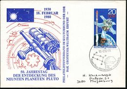 5010 ERFURT 1/ Planet Pluto 1915 Berechnet 1930 Entdeckt 1980 (18.2.) SSt = Sternbild, Observatorium Auf EF 20 Pf. Gauss - Astronomia