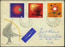 POLEN 1965 (9.8.) Internat. Jahr Der Ruhigen Sonne, Kompl. Satz + Mehrfach Sonnen-SSt.: WARSZAWA 1, 2 Übersee-Flp.-FDCs  - Astronomia