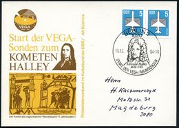 1020 BERLIN 2/ Edmund Halley/ 1656-1742.. 1984 (15.12.) SSt  = Brustbild Halley Auf Passender Inl.-Sonderkarte Zum Start - Astronomie