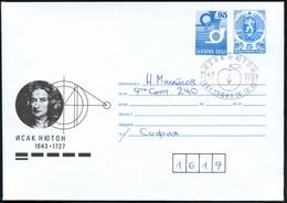 BULGARIEN 1993 (29.10.) 95 St. + 5 St. Sonder-U "350. Geburtstag I. Newton" (Kopf) SSt.: 1000 SOFIA = Apfel Mit Schwerkr - Astronomie