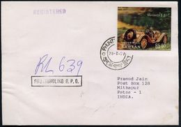 BHUTAN 1989 (% Ch. "Mercer", Histor. US-Sportwagen, 3-D-Marke (wie EF U.a. Rs.) + Hs. R-Vermerk + Ra.: PHUNTSHOLING G.P. - Automobili