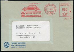 2903 BAD ZWISCHENAHN/ WILLI BURTKE/ VOLKSWAGEN-HÄNDLER 1964 (31.3.) AFS = VW "Käfer" , Firmen-Bf. Mit VW-Logo (Dü.E-26)  - Voitures