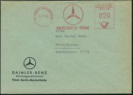 (1) BERLIN-MARIENFELDE/ MERCEDES-BENZ 1958 (12.11.) AFS (MB-Stern-Logo) Motivgl. Firmenbrief (Dü.E-24CGo) - Autobahn & S - Auto's