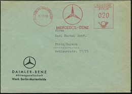 (1) BERLIN-MARIENFELDE/ MERCEDES-BENZ 1958 (12.11.) AFS (MB-Stern-Logo) Motivgl. Firmenbrief (Dü.E-24CGo) - Autobahn & S - Voitures