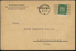 CHEMNITZ/ *4* 1924 (8.7.) MaStrichSt Auf Firmenkarte: WANDERER-WERKE/VORM. WINKLHOFER & JAENICKE AG , Rs. Firmen-2L: Wan - Automobili