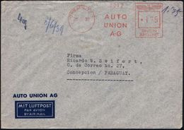 CHEMNITZ/ AUTO/ UNION/ A.G. 1939 (25.5.) AFS 175 Pf. Auf Firmen-Bf.: AUTO UNION AG, Übersee-Flugpostbf. Mit Französ. Süd - Automobili