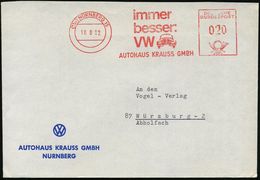 (13a) Bzw 85 NÜRNBERG 15/ Immer/ Besser:/ VW/ AUTOHAUS KRAUSS.. 1962/64 2 Verschied. AFS = Je VW "Käfer" Mit Alter U. Ne - Auto's