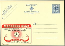 BELGIEN 1951 90 C. Reklame-P, Blau: MERCEDES-BENZ/ PERSONENWAGENS../ VRACHTWAGENS.. (MB-Stern) Ungebr. (Mi.P 273 II/993) - Autos