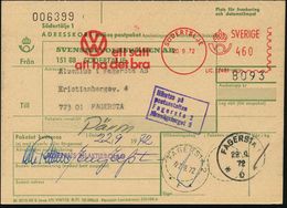 SCHWEDEN 1972 (Sept.) AFS: SÖDERTÄLJE/LIC.12491/VW Ett Sätt.. = VW-Logo , Selbstbucher-Paket-Kt: SVENSKA VOLKSWAGEN AB,  - Auto's