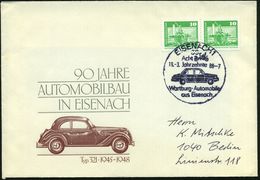 58 EISENACH 1/ Acht/ Jahrzehnte/ Wartburg-Automobile.. 1988 (19.3.) HWSt = "Wartburgwagen" Von 1898 = BMW-Vorläufer (u.  - Auto's