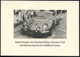 859 MARKTREDWITZ 2/ B/ Olympia-Rallye'72 Kiel-München 1972 (11.9.) MWSt Auf P 30 Pf. Heinemann Grün + Vs/rs. Zudruck: OL - Coches