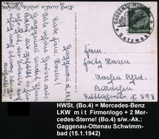 GAGGENAU (MURGTAL)/ Nutzfahrzeuge 1942 (15.1.) HWSt = Mercedes-LKW 3 To (Produktion Auch Für Die Wehrmacht!) S/w.-Ak.: G - Camions