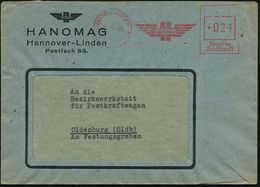 HANNOVER-LINDEN 1/ HANOMAG 1946 (15.4.) Aptierter AFS = NS-Adler Entfernt (altes Firmen-Logo) Motivgl. Firmenbrief, Selt - Camiones