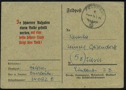 DEUTSCHES REICH 1944 (14.6.) 1K: FELDPOST/e/--- + Hs. Feldpost-Nr. 34092 = Panzer-Aufklärungs-Abt. 24 , Feldpost-Kt. Mit - Autres (Terre)