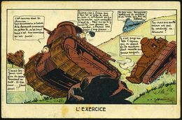 FRANKREICH 1930 (13.8.) Künstler-Color-Ak.: L'EXERCICE.. = Panzer Renault "Mosquito" Auf Truppenübungsplatz (sign. J. P. - Sonstige (Land)