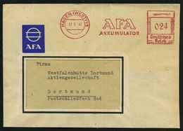 HAGEN (WESTF) 1/ AFA/ AKKUMULATOR 1947 (17.1.) Aptierter AFS = Hakenkreuz Entfernt, Seltene Type Klar Auf Firmenbrief: A - Autos