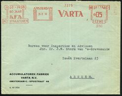 NIEDERLANDE 1938 (26.8.) Jubil.-AFS.: AMSTERDAM/516/1888 - 1938/50 JAAR/AFA/ACCUMULATOREN , Vordr.-Bf.: ACCUMU-LATOREN F - Auto's