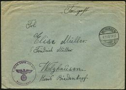 MEININGEN/ L 1940 (6.12.) 1K-Steg + Viol. 1K-HdN: 3./ Krad. Schütz.(en) Ers. Batl. 1 + Rs. Hs. Abs. , Klar Gest. Feldpos - Motorfietsen