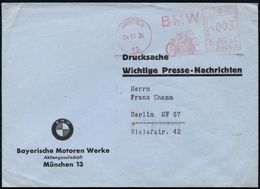 MÜNCHEN/ 1/ B M W 1936 (24.11.) AFS = Rasendes Motorrad Klar Auf Firmenbrief Mit Firmen-Logo, Schönes Motiv!  (Dü.E-3Ao) - Motorbikes