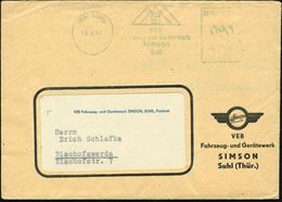 (15a) SUHL/ S/ VEB/ Fahrzeug-u. Gerätewerk/ Simson 1957 (19.9.) Blauer AFS = DDR-Dienstfarbe (altes Logo) Teils Etw. Sch - Moto