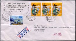 CHINA (TAIWAN) 1967 (27.3.) Verkehr & Kommunikation, überkompl. Satz, Dabei 3er-Streifen Post-Motorrad (Briefkasten-Leer - Motorräder