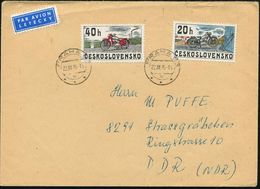 TSCHECHOSLOWAKEI 1975 (22.3.) Motorräder 20 H. "CZ 150" U. 40 H. "Jawa 250", Satzreine Frankatur , Klar Gest. Ausl.-Flp. - Motos