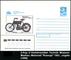 UdSSR 1989 5 Kop U Verkehr , Blau: Technik-Museum Moskau/Motorrad "Rossija" V.1903, Ungebr. - Weihnachten / Christmas /  - Motorfietsen