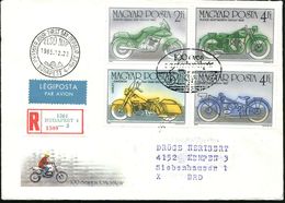 UNGARN 1985 (28.12.) "100 Jahre Motorrad", Kompl. Gez. Satz = Motorräder Von Daimler (1885) Bis "Fantic Sprinter" (1984) - Motorräder