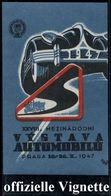 TSCHECHOSLOWAKEI 1947 (Okt.) Offiz., Ungez. Reklame-Vignette: XXVIII Internat. Automobil-Ausstellung Prag Orig. G. (mini - Voitures