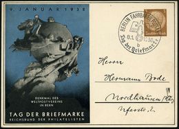 BERLIN FAHRBARES POSTAMT/ WHW/ B/ Tag Der Briefmarke 1938 (9.1.) SSt Auf  PP 3 Pf. Hindenbg., Braun: TAG DER BRIEFMARKE  - Auto's