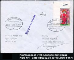 HAMBURG-LÜBECK/ ÜBERLANDPOST/ 0240-04-02/ A 1977 (24.9.) Oval-St. , 2x Klar Auf Inl.-Retour-Brief N. Lübeck, Rs. Weitere - Automobili