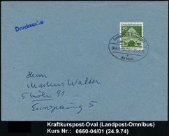 SAARBRÜCKEN-FRANKFURT/ ÜBERLANDPOST/ 0660-04/ 01/ E/ AM MAIN 1974 (24.9.) Oval-St. Klar Auf Inl.-Bf. (Mi.492) - Martin L - Coches