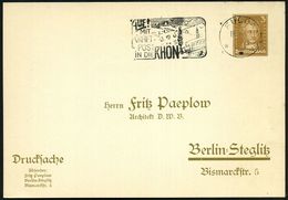 FULDA/ **o/ AUF!/ MIT/ KRAFT-/ POST/ IN DIE RHÖN 1929 (18.4.) MWSt = Omnibus (in Rhön-Landschaft) Auf PP 3 Pf. Goethe (F - Coches